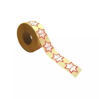 Hvid stjerne, rød tekst: God Jul, 1000 stk. - Diverse