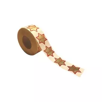 Guld stjerne, rød tekst: God Jul, 1000 stk. - Diverse