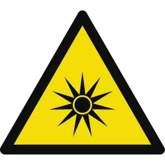 Advarselslabel der signalerer optisk stråling, ISO 7010 W027 - Forhåndstrykte etiketter