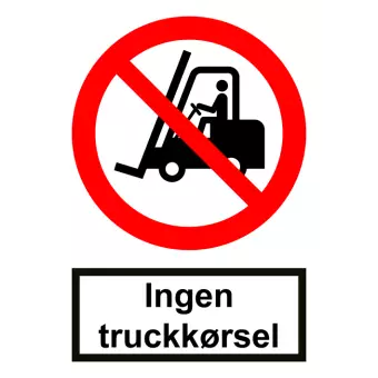Forbudsskilt der indikerer ingen truckkørsel, ISO 7010 P006 - Forhåndstrykte etiketter
