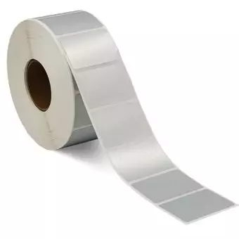 Sølvpolyesteretiketter på rulle, 45 x 30 mm, 2.000 stk. - 