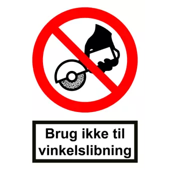 Forbudsskilt der indikerer brug ikke til vinkelslibning, ISO 7010 P034 - Sikkerhetsskilt