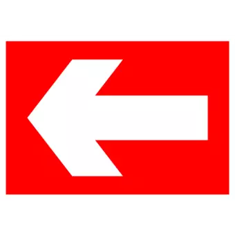 Brandskilt der indikerer brandudgang i pilens retning - Brandskilte