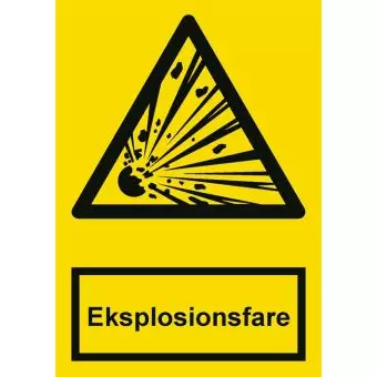 Advarselslabel der signalerer eksplosionsfare, ISO 7010 W002 - Forhåndstrykte etiketter