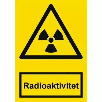 Advarselslabel der signalerer radioaktivitetsfare, ISO 7010 W003 - Forhåndstrykte etiketter