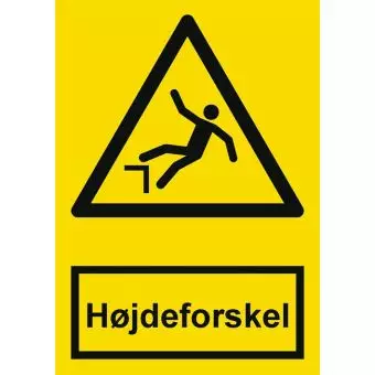 Advarselslabel der signalerer højdeforskel, ISO 7010 W008 - Sikkerhetsskilt