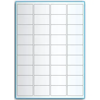 A4-36, 36 utstansede transparente etiketter/ark, 48,0 x 31,0 mm,  50 ark - A-4 etiketter, gjennomsiktige