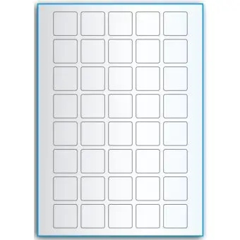 A4-40 kvad., 40 utstansede transparente etiketter/ark, 30,0 x 30,0 mm,  50 ark - A-4 etiketter, gjennomsiktige