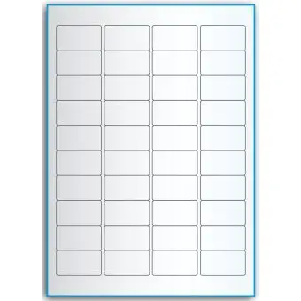 A4-40, 40 Utstansede transparente etiketter/ark, 45,7 x 25,4 mm, 50 ark - A-4 etiketter, gjennomsiktige