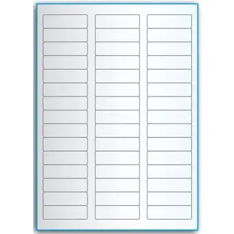 A4-45, 45 utstansede transparente etiketter/ark, 58,0 x 17,8 mm,  50 ark - A-4 etiketter, gjennomsiktige