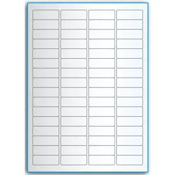 A4-64, 64 utstansede transparente etiketter/ark, 45,7 x 16,9 mm,  50 ark - A-4 etiketter, gjennomsiktige