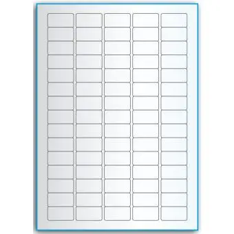 A4-75, 75 utstansede transparente etiketter/ark, 34,0 x 18,0 mm,  50 ark - A-4 etiketter, gjennomsiktige