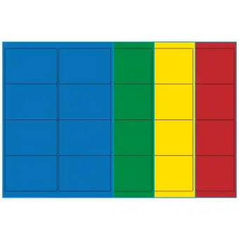 A4-8, 8 Utstansede etiketter/ark, 99,1 x 67,7 mm, (blå, grønn, gul eller rød) 100 ark - A4-etiketter, Fargede
