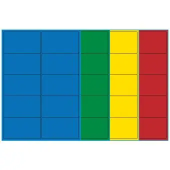 A4-10, 10 Utstansede etiketter/ark, 99,1 x 57,0 mm, (blå, grønn, gul eller rød) 100 ark - A4-etiketter, Fargede