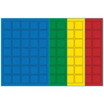 A4-35 kvad., 35 Utstansede etiketter/ark, 35,0 x 35,0 mm, (blå, grønn, gul eller rød) 100 ark - A4-etiketter, Fargede