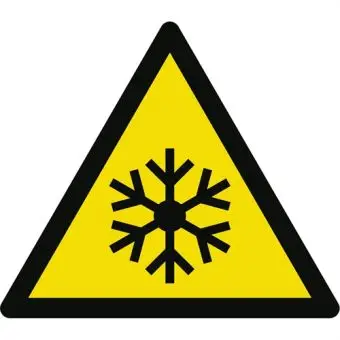 Advarselslabel der signalerer lav temperatur, ISO 7010 W010 - Sikkerhetsskilt