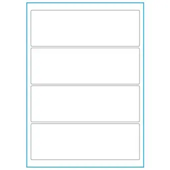 A4-4 smal, 4 Utstansede etiketter/ark, 195 x 65 mm, hvit matt, 100 ark - 
