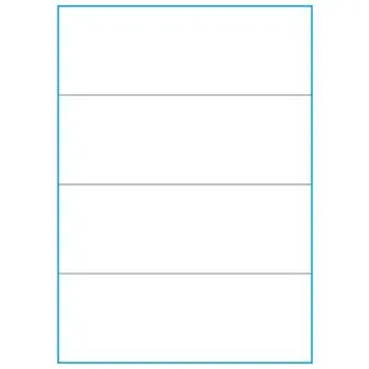 A4-4-smal slids, 4 Utstansede etiketter/ark, 210,0 x 73,8 mm, hvit matt, 100 ark - 