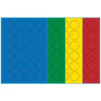A4-Ø40, 24 Utstansede etiketter/ark, Ø40,0 mm, (blå, grønn, gul eller rød) 100 ark - A4-etiketter, Fargede