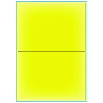 A4-2 gul neon, 2 Utstansede etiketter/ark, 199,6 x 143,5 mm, A5, 100 ark - A-4 etiketter gul neon