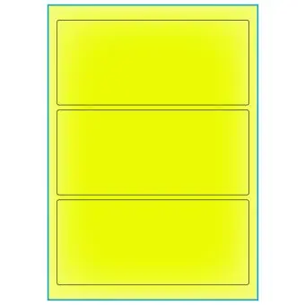 A4-3 gul neon, 3 Utstansede etiketter/ark, 198,0 x 85,0 mm, 100 ark - A-4 etiketter gul neon