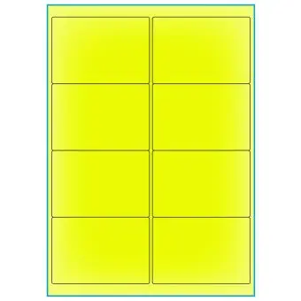 A4-8 gul neon, 8 Utstansede etiketter/ark, 99,1 x 67,7 mm, 100 ark - A-4 etiketter gul neon