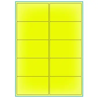 A4-etiketter gul neon, 10 Utstansede etiketter/ark, 99,1 x 57,0 mm, 100 ark - A-4 etiketter gul neon