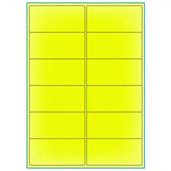 A4-12 smal gul neon, 12 Utstansede etiketter/ark, 99,1 x 47,5 mm, 100 ark - A-4 etiketter gul neon
