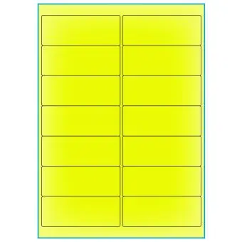 A4-14 gul neon, 14 Utstansede etiketter/ark, 99,1 x 38,1 mm, 100 ark - A-4 etiketter gul neon