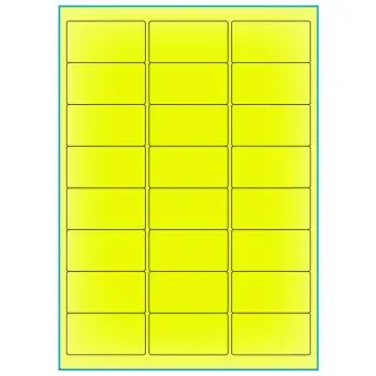 A4-24 gul neon, 24 Utstansede etiketter/ark, 64,0 x 33,9 mm, 100 ark - A-4 etiketter gul neon