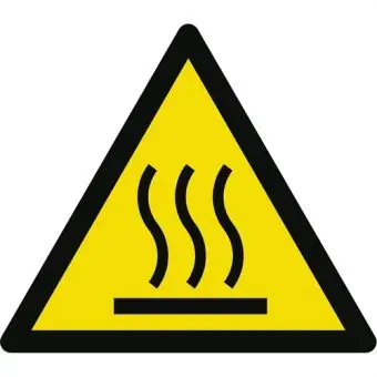 Advarselslabel der signalerer varm overflade, ISO 7010 W017 - Sikkerhetsskilt