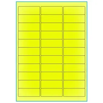 A4-33 gul neon, 33 Utstansede etiketter/ark, 64,0 x 24,3 mm, 100 ark - A-4 etiketter gul neon