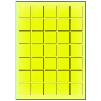A4-35 gul neon, 35 Utstansede etiketter/ark, 35,0 x 35,0 mm, 100 ark - A-4 etiketter gul neon