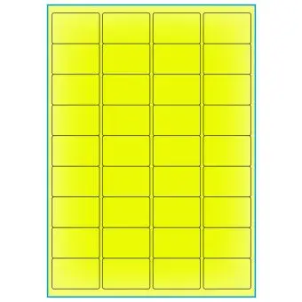 A4-36 gul neon, 36 Utstansede etiketter/ark, 48,0 x 31,0 mm, 100 ark - A-4 etiketter gul neon