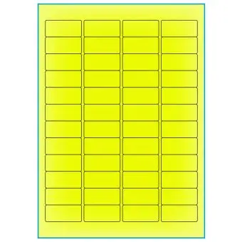 A4-48 gul neon, 48 Utstansede etiketter/ark, 45,7 x 21,2 mm, 100 ark - A-4 etiketter gul neon