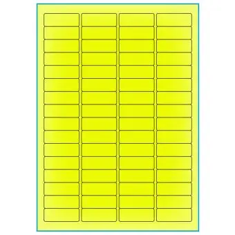 A4-64 gul neon, 64 Utstansede etiketter/ark, 45,7 x 16,9 mm, 100 ark - A-4 etiketter gul neon