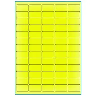 A4-65 gul neon, 65 Utstansede etiketter/ark, 38,1 x 21,2 mm, 100 ark - A-4 etiketter gul neon