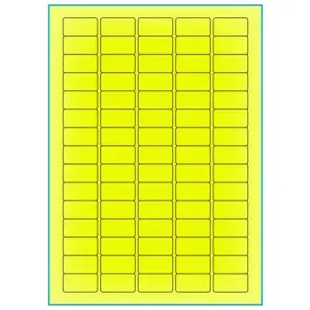 A4-75 gul neon, 75 Utstansede etiketter/ark, 34,0 x 18,0 mm, 100 ark - A-4 etiketter gul neon