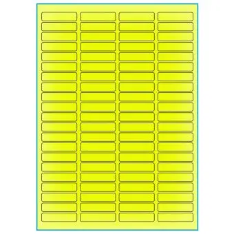A4-84 gul neon, 84 Utstansede etiketter/ark, 46,0 x 11,1 mm, 100 ark - A-4 etiketter gul neon