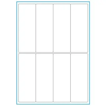 A4-8 smal, 8 Utstansede etiketter/ark, 50,0 x 140,0 mm, hvit matt, 100 ark - 