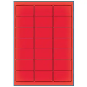 A4-21 rød neon, 21 Utstansede etiketter/ark, 63,5 x 38,1 mm, 100 ark - A-4 etiketter rød neon