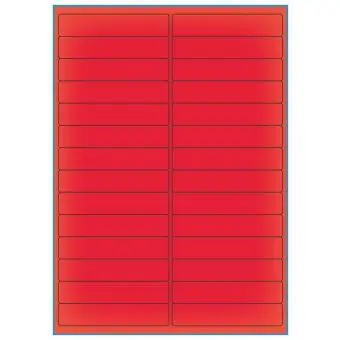 A4-28 rød neon, 28 Utstansede etiketter/ark, 99,0 x 20,0 mm, 100 ark - A-4 etiketter rød neon