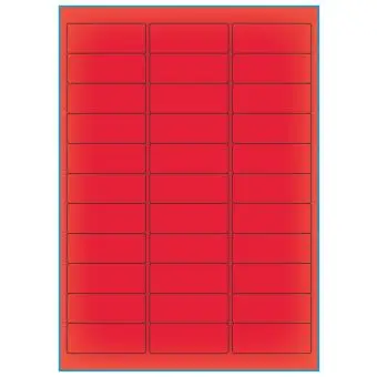 A4-33 rød neon, 33 Utstansede etiketter/ark, 64,0 x 24,3 mm, 100 ark - A-4 etiketter rød neon
