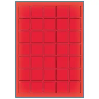 A4-35 rød neon, 35 Utstansede etiketter/ark, 35,0 x 35,0 mm, 100 ark - A-4 etiketter rød neon