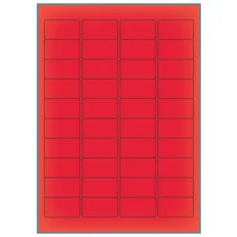 A4-40 rød neon, 40 Utstansede etiketter/ark, 45,7 x 25,4 mm, 100 ark - A-4 etiketter rød neon