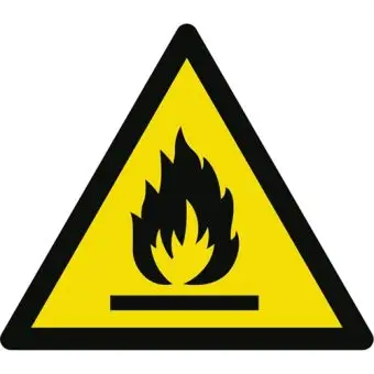 Advarselslabel der signalerer brandbart materiale, ISO 7010 W021 - Sikkerhetsskilt