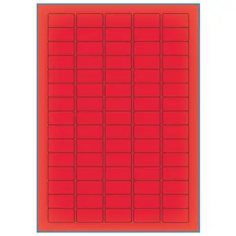 A4-75 rød neon, 75 Utstansede etiketter/ark, 34,0 x 18,0 mm, 100 ark - A-4 etiketter rød neon