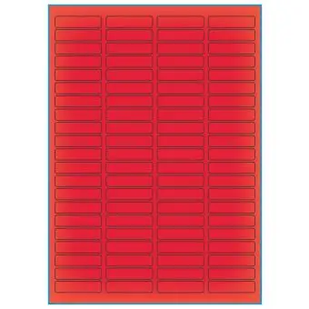 A4-84 rød neon, 84 Utstansede etiketter/ark, 46,0 x 11,1 mm, 100 ark - A-4 etiketter rød neon