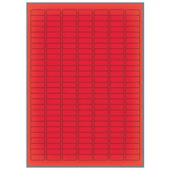 A4-189 rød neon, 189 Utstansede etiketter/ark, 25,4 x 10,0 mm, 100 ark - A-4 etiketter rød neon