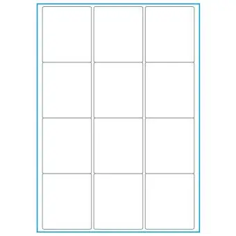 A4-12, 12 Utstansede etiketter/ark, 63,5 x 72,0 mm, hvit matt, 100 ark - 